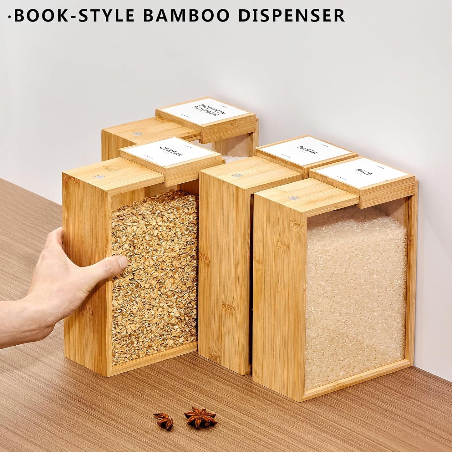 Bamboo Food Storage Container – 75 oz / 2000 ml Transparent Kitchen Canister