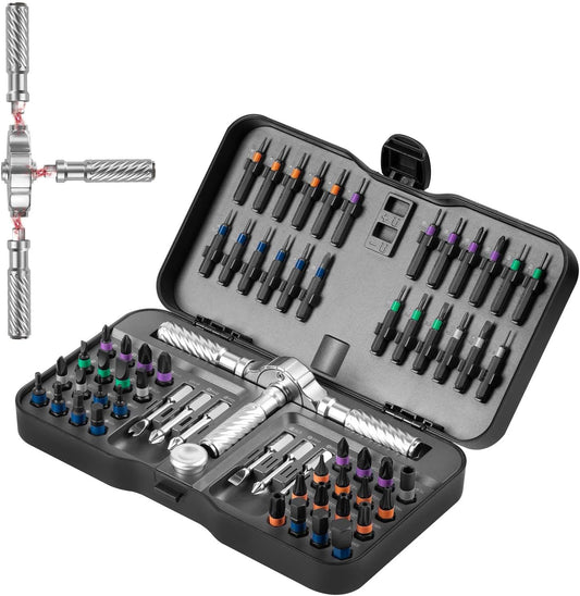 66-in-1 Ratchet Screwdriver Set – Magnetic S2 Steel Bits with Flexible Shaft