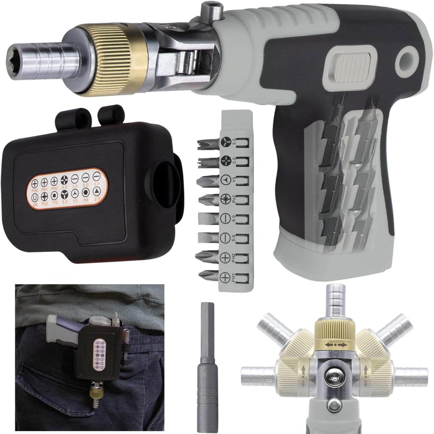 16-in-1 Ratchet Screwdriver Set – Adjustable 180° Rotation & Hidden Bit Storage