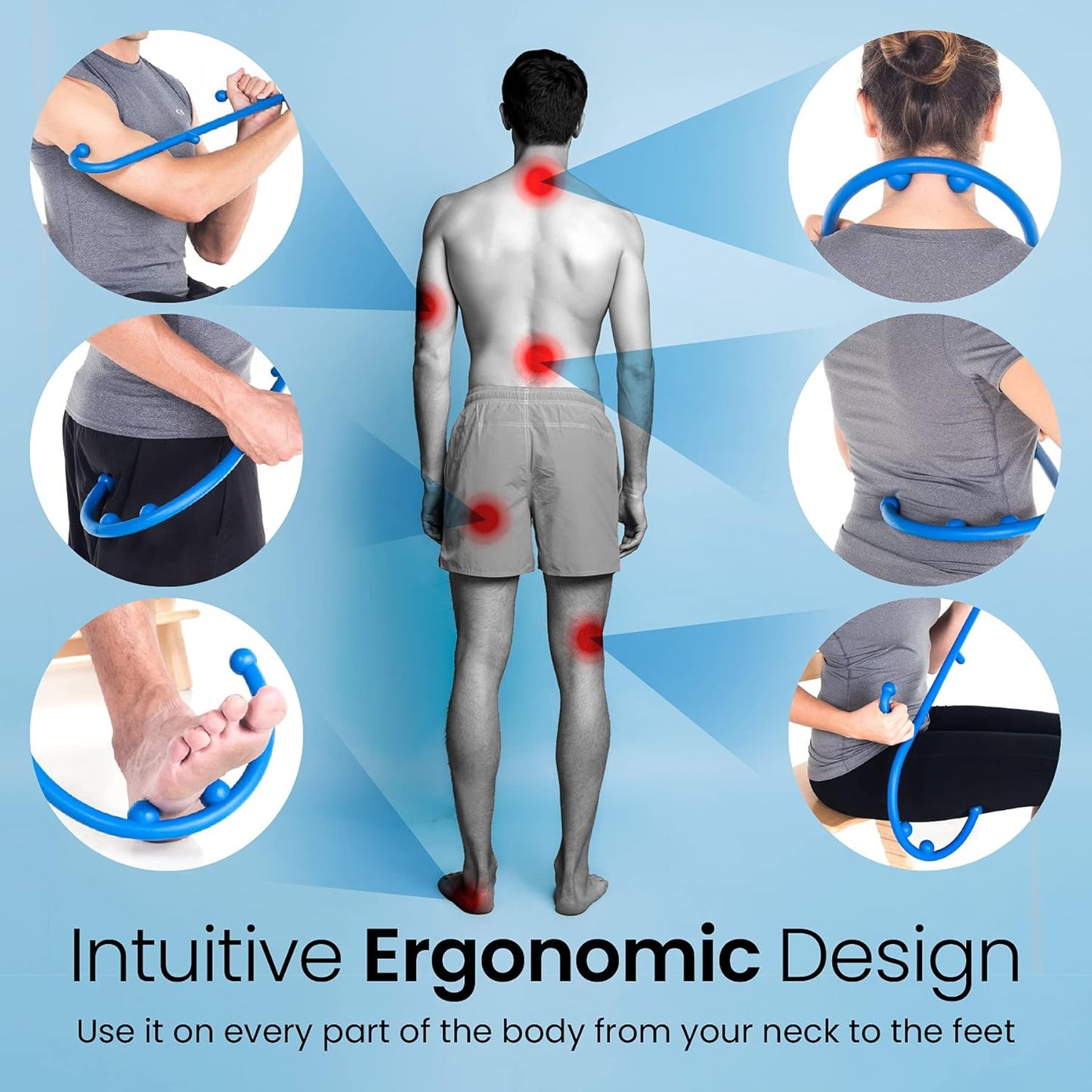 Back & Neck Massager – Trigger Point Massage Tool for Pain Relief